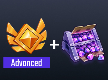 The Battle Pass Advanced icon plus a stockpile of gems